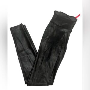 EUC SPANX Black Faux Leather Leggings- Large